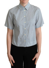Dolce & Gabbana White Blue Polka Dot Cotton Shirt -   -  Dolce & Gabbana.